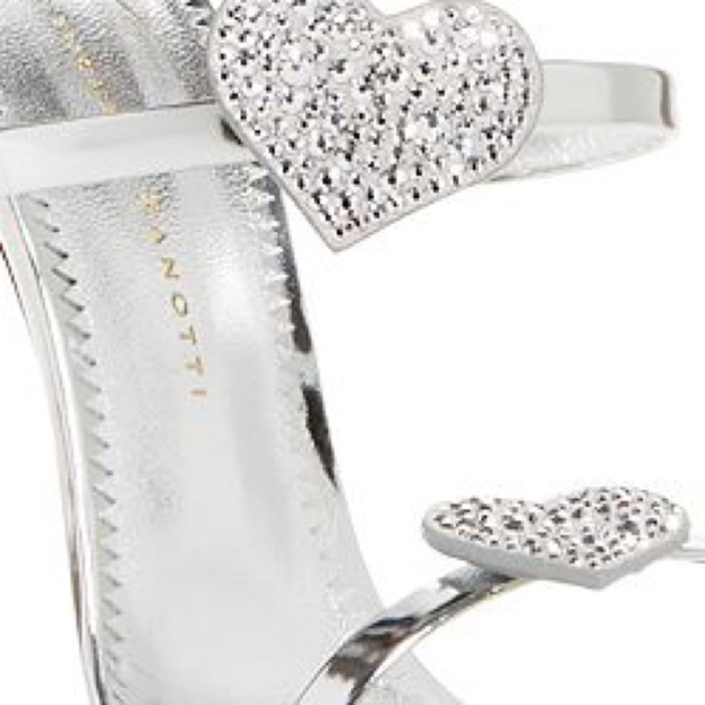 🤍giuseppe zanotti NEW Swarovski crystal silver heart heels - Picture 7 of 11